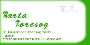 marta korcsog business card