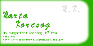 marta korcsog business card